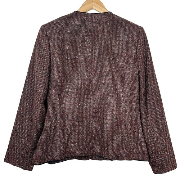 Vintage 80’s Koret Tweed Blazer Velvet Buttons Red Black Size 14 - Picture 4 of 13